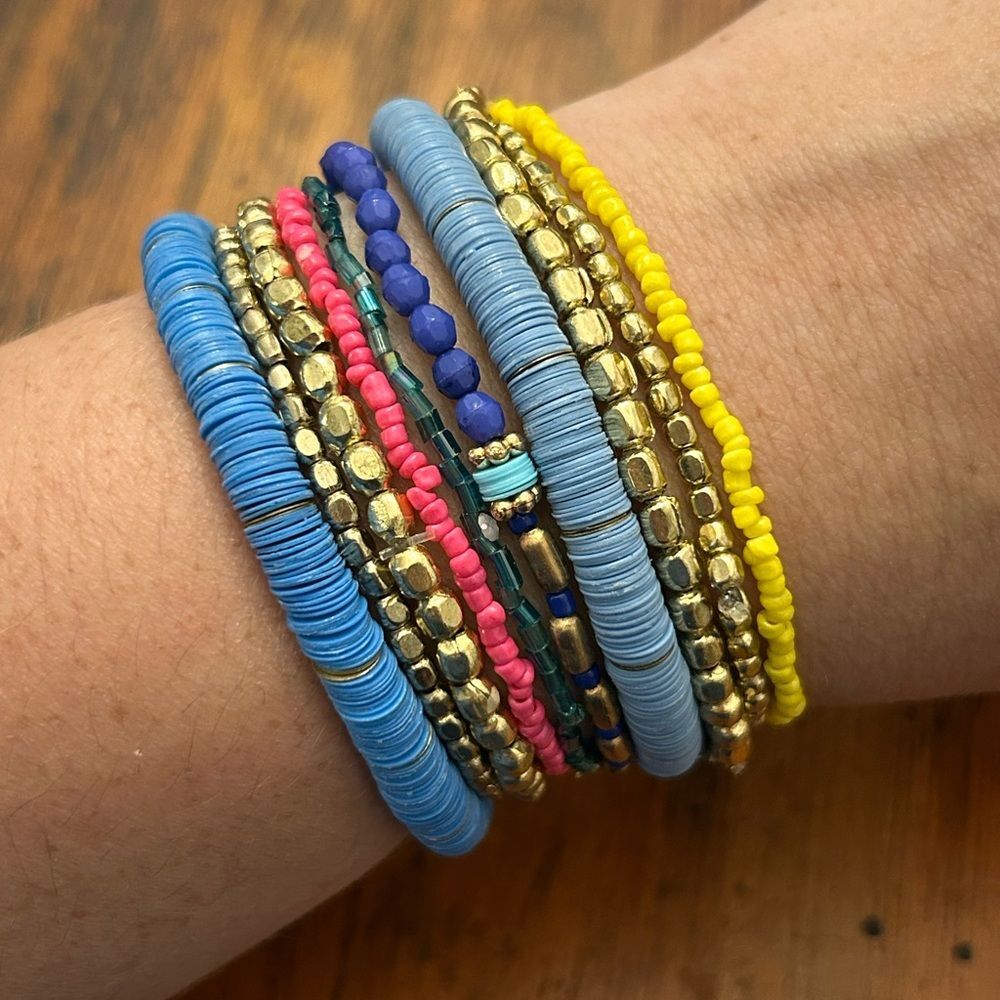 10 Peice Colorful Beaded Bracelet Set